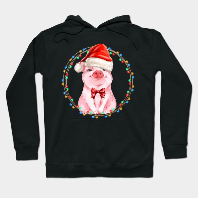 Sweet Pig with Santa Hat Pig Lover Christmas Gift Hoodie by Dibble Dabble Designs